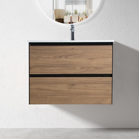 600mm Plywood Wall Hung Vanity With Ceramic Basin